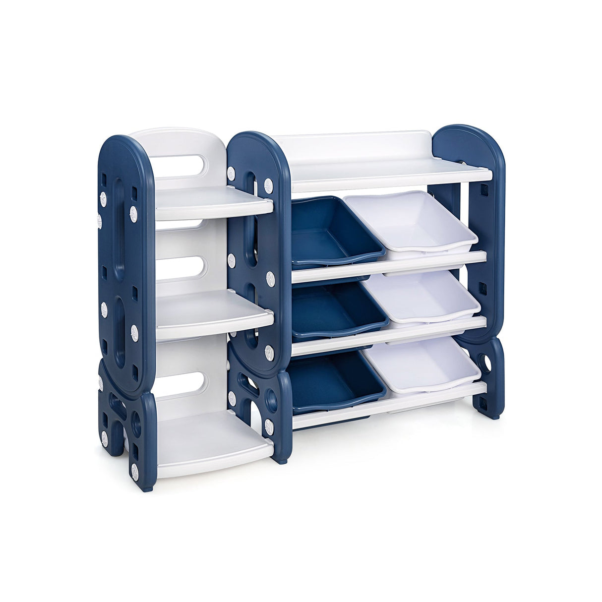 Organizador de almacenamiento de juguetes para niños con cubos y estante multicapa para dormitorio o sala de juegos