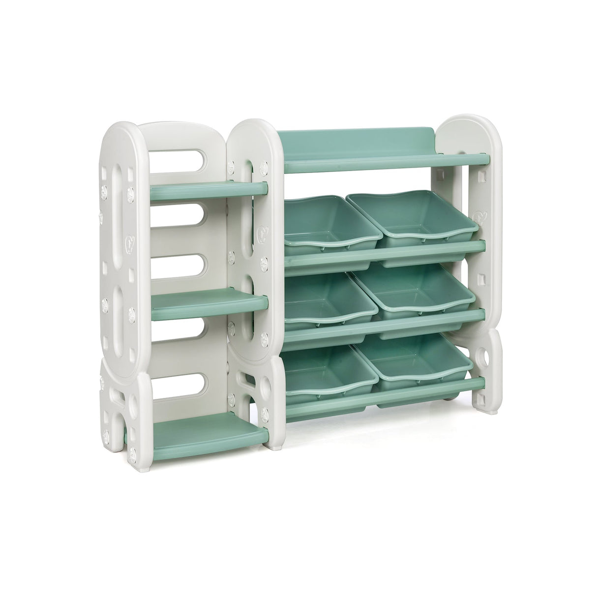 Organizador de almacenamiento de juguetes para niños con cubos y estante multicapa para dormitorio o sala de juegos