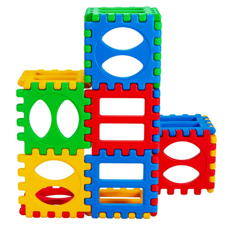 32 Piezas de Bloques Grandes de Waffle para Niños, Juguete Educativo de Construcción Apilable