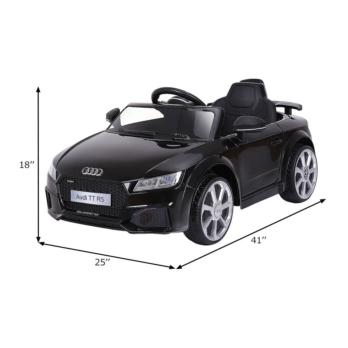 Coche Eléctrico de 12V para Niños con Control Remoto y Función de Música - Negro
