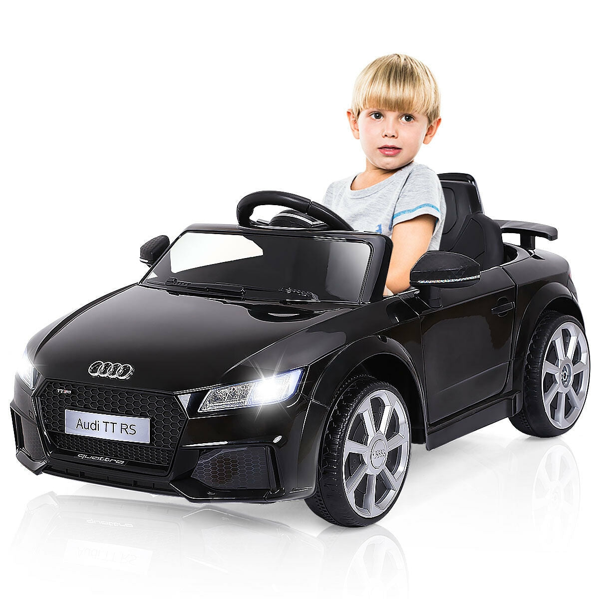 Coche Eléctrico de 12V para Niños con Control Remoto y Función de Música - Negro