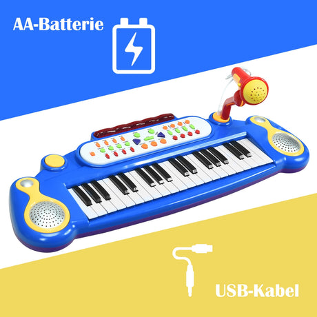 Teclado electrónico de 37 teclas, piano de juguete para niños