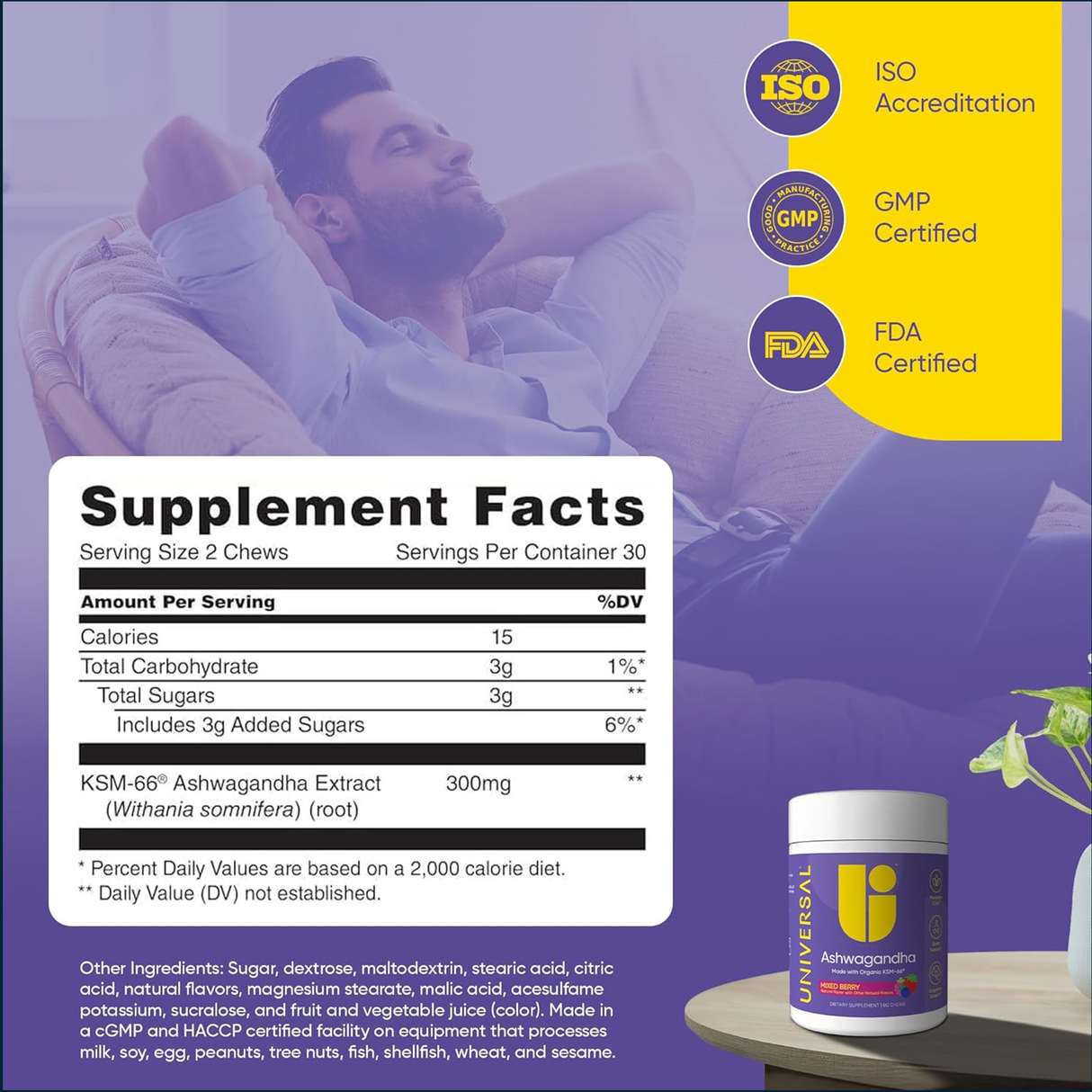 Universal Ashwagandha, 60 Masticables