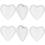 Set of 6 Clear Plastic Heart Ornaments DIY Craft 3 Inches