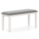 Upholstered Bedroom Bench with Padded Seat and Solid Wood Legs-Gray