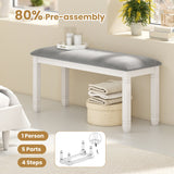 Upholstered Bedroom Bench with Padded Seat and Solid Wood Legs-Gray