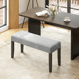 End of Bed Bench with Padded Seat and Solid Wood Legs-Gray