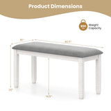 Upholstered Bedroom Bench with Padded Seat and Solid Wood Legs-Gray