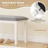 Upholstered Bedroom Bench with Padded Seat and Solid Wood Legs-Gray