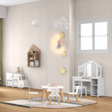 Paquete de habitación infantil: Estructura de cama + Juego de mesa y sillas infantiles + Organizador de almacenamiento de camión para niños pequeños + Tocador infantil