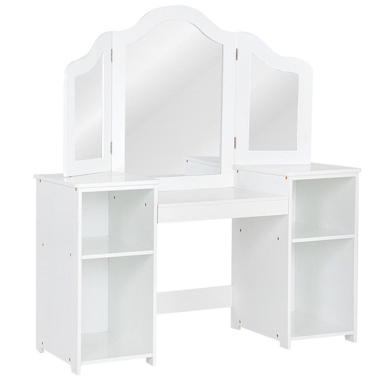Paquete de habitación infantil: Estructura de cama + Juego de mesa y sillas infantiles + Organizador de almacenamiento de camión para niños pequeños + Tocador infantil