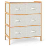 Cómoda de tela con 6 cajones y 6 cubos de tela plegables para dormitorio o sala de estar - Natural