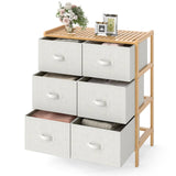 Cómoda de tela con 6 cajones y 6 cubos de tela plegables para dormitorio o sala de estar - Natural