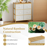 Cómoda de tela con 6 cajones y 6 cubos de tela plegables para dormitorio o sala de estar - Natural