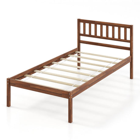 Juego de dormitorio de 3 piezas: Estructura de cama de madera tamaño Twin + Banco de comedor para 2/3 personas Banco para zapatos de entrada + Mesita de noche de ratán