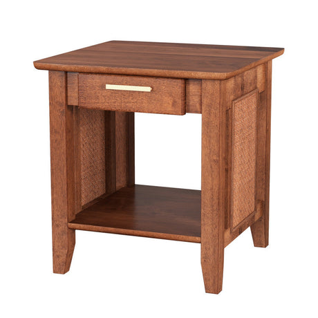Juego de dormitorio de 3 piezas: Estructura de cama de madera tamaño Twin + Banco de comedor para 2/3 personas Banco para zapatos de entrada + Mesita de noche de ratán
