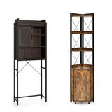 2-Piece Bathroom Storage Bundle: Over-the-Toilet Cabinet + Tall Corner Shelf