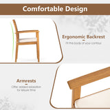 6 Pieces Outdoor Acacia Wood Dining Set with Umbrella Hole