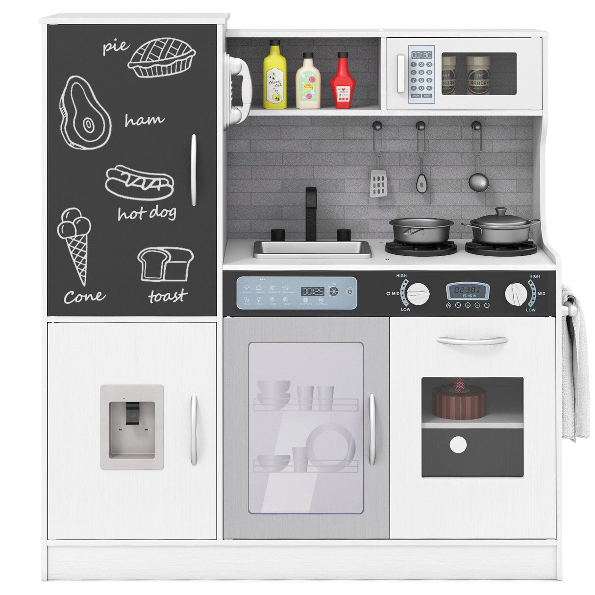 Cocina de juguete con utensilios para niños de 3 años en adelante - Blanco