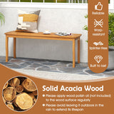 Acacia Wood Outdoor Table and Bench Chairs Set with 1.97 Inch Umbrella Hole