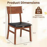 Dining Chairs Set of 2 with Rubber Wood Legs and Faux Leather Upholstered Seat-Black