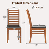 Juego de 2 sillas de comedor de madera con patas de madera de caucho para sala de estar