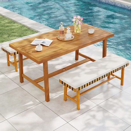 Juego de comedor de patio de 3 piezas para 4 personas, muebles estilo rústico