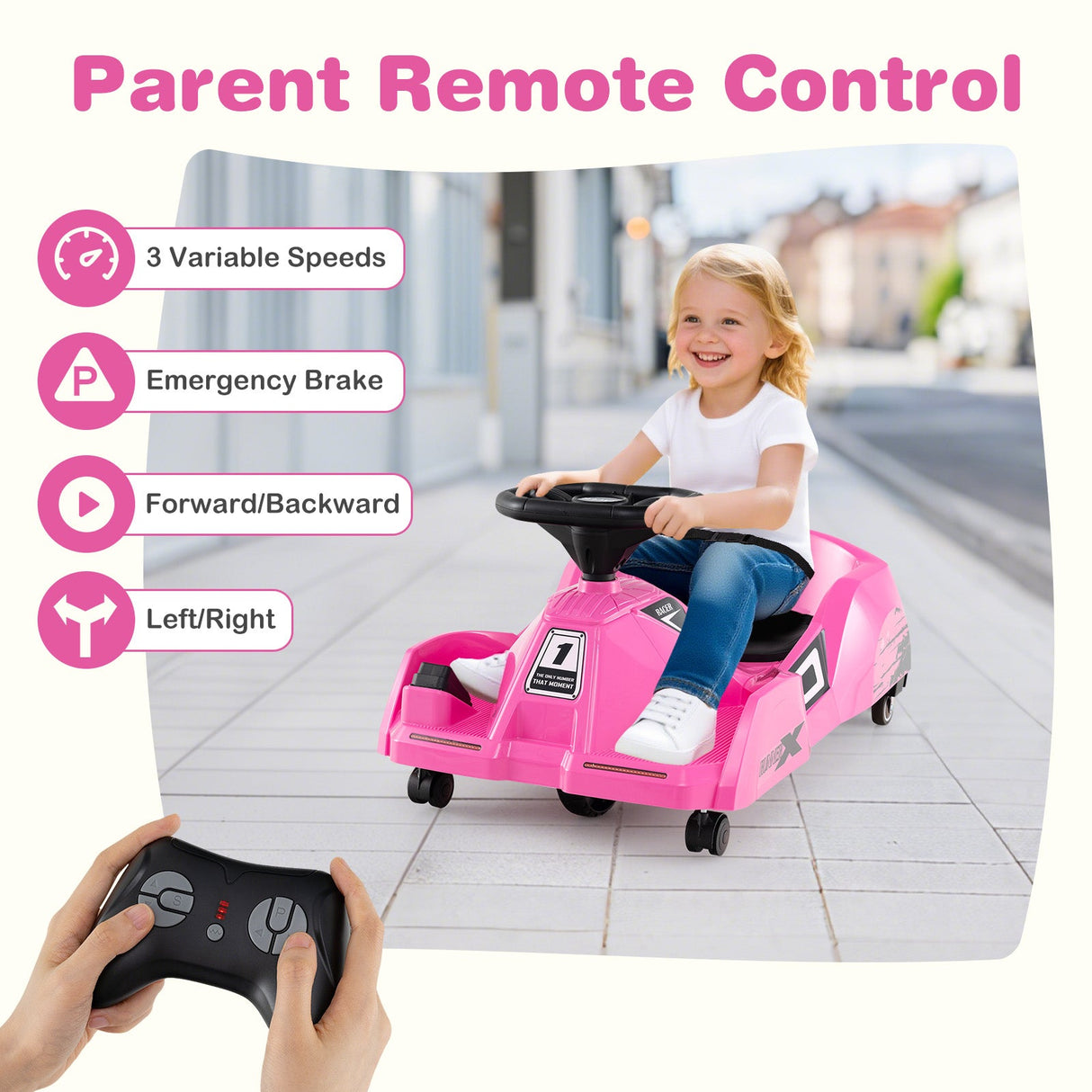 Go Kart eléctrico de limpieza de 12 V con mopa desmontable y control remoto