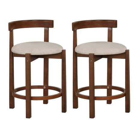 Taburetes de barra de 24 pulgadas con respaldo y reposapiés (juego de 2, beige)