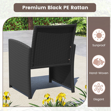 Juego de muebles de patio de 4 piezas con mesa de vidrio templado y cojines extraíbles