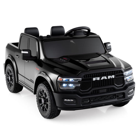 Coche de juguete montable con licencia Ram Truck de 24 V y 2 asientos para niños grandes con control remoto y música