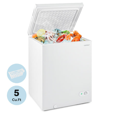 Congelador horizontal compacto de 141 L/5 pies cúbicos con temperatura ajustable de 7 velocidades - Blanco