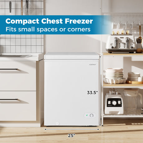 Congelador horizontal compacto de 141 L/5 pies cúbicos con temperatura ajustable de 7 velocidades - Blanco