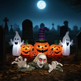 Zombie Trepador Rompesuelos de Halloween + Calabazas Hinchables