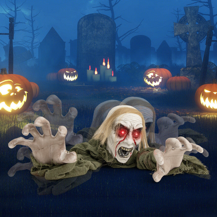 Zombie Trepador Rompesuelos de Halloween + Calabazas Hinchables