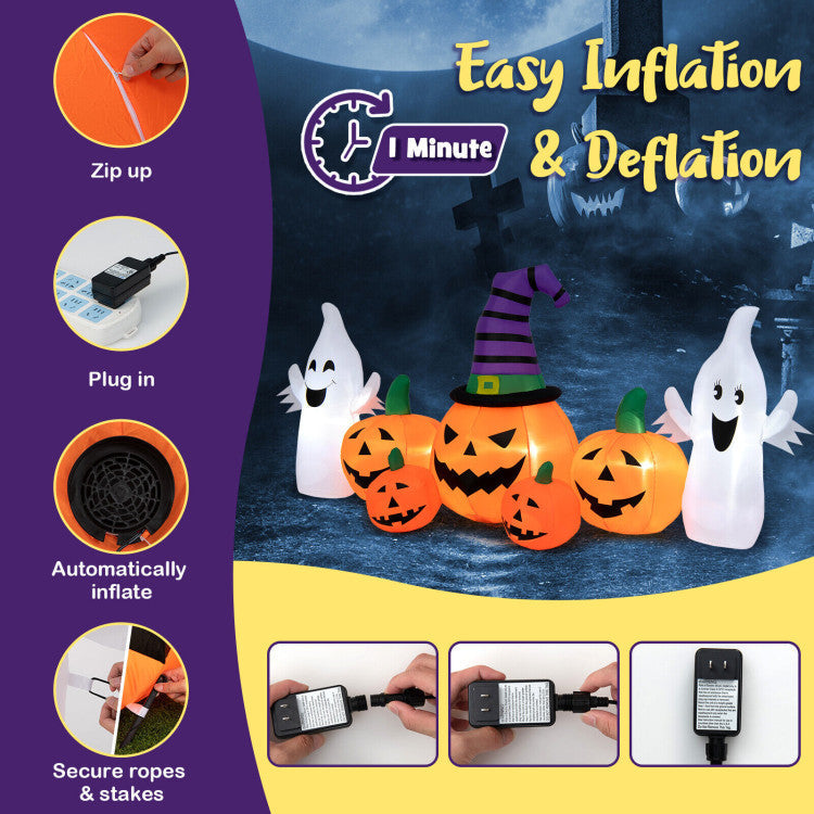 Zombie Trepador Rompesuelos de Halloween + Calabazas Hinchables