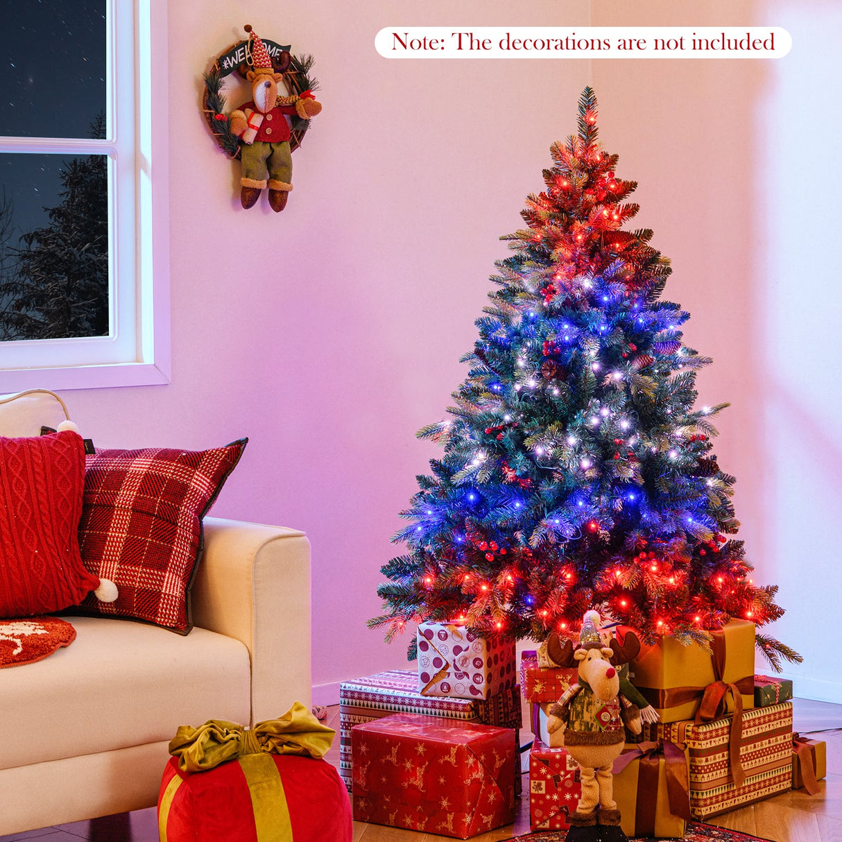 Árbol de Navidad Artificial de 5/6/7/8 PIES con Luces LED y Control Remoto por Aplicación