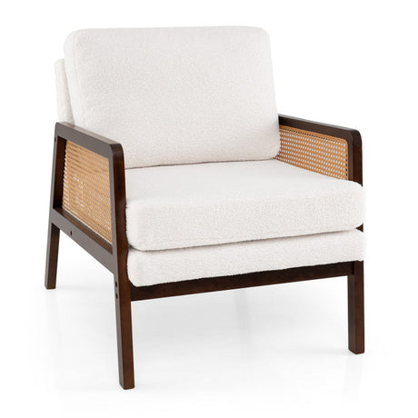 Juego de muebles de ratán de 3 piezas para sala de estar con mesa de centro de vidrio templado y sillón decorativo