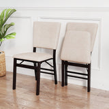 Juego de 2 sillas de comedor plegables sin brazos para cocina con asiento acolchado y respaldo reclinable