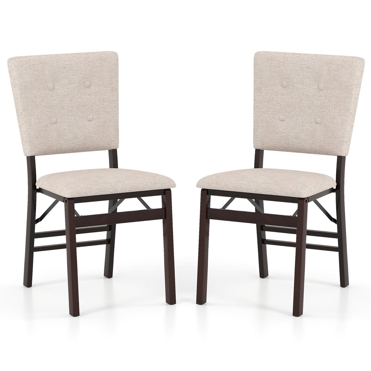 Juego de 2 sillas de comedor plegables sin brazos para cocina con asiento acolchado y respaldo reclinable