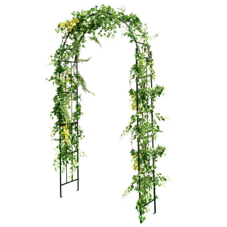 Juego de arco de jardín de metal y obelisco con enrejado para plantas trepadoras
