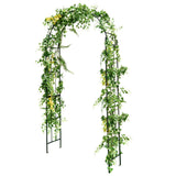 Juego de arco de jardín de metal y obelisco con enrejado para plantas trepadoras
