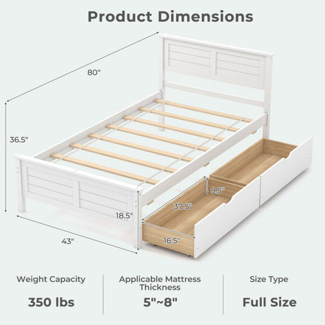 Juego de muebles de dormitorio de 4 piezas con estructura de cama doble, banco de entrada, tocador y joyero