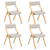 Juego de 4 sillas de comedor plegables, sillas de comedor tapizadas de madera con estructura de madera maciza