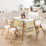Juego de 4 sillas de comedor plegables, sillas de comedor tapizadas de madera con estructura de madera maciza