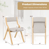 Juego de 4 sillas de comedor plegables, sillas de comedor tapizadas de madera con estructura de madera maciza