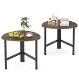 Set of 2 Triangle Coffee Table Oval with Metal Legs