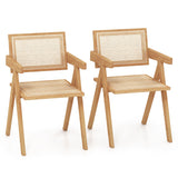 Kitchen Dining Set with Extendable Table 2 Rattan Accent Chairs and Kitchen Cabinet