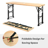 3-Piece Patio Picnic Table Set: Adjustable Wooden Picnic Table + Umbrella + Umbrella Base