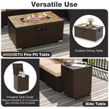 Outdoor PE Rattan Conversation Set with 32‚Äù Propane Fire Pit Table and Tank Holder